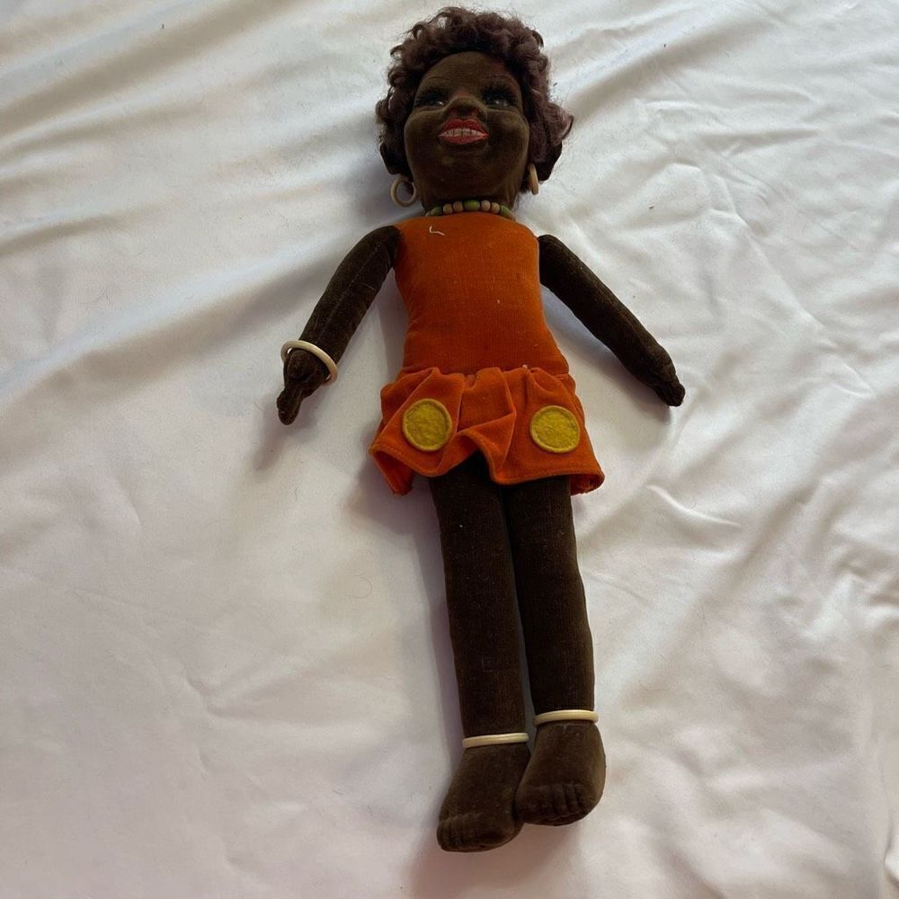 Rare Norah Wellings 1930's DuDu Black African Islander Girl 18" Doll Vintage